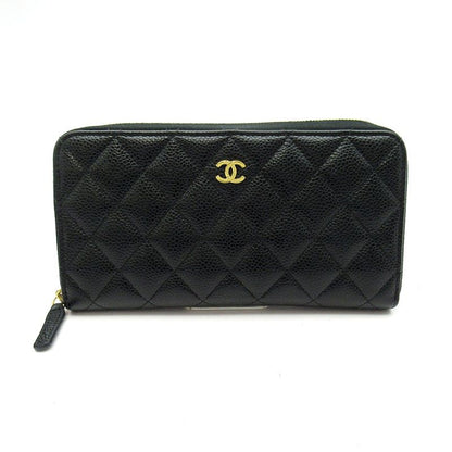Chanel Full Zipper Wallet Caviar Leather Black