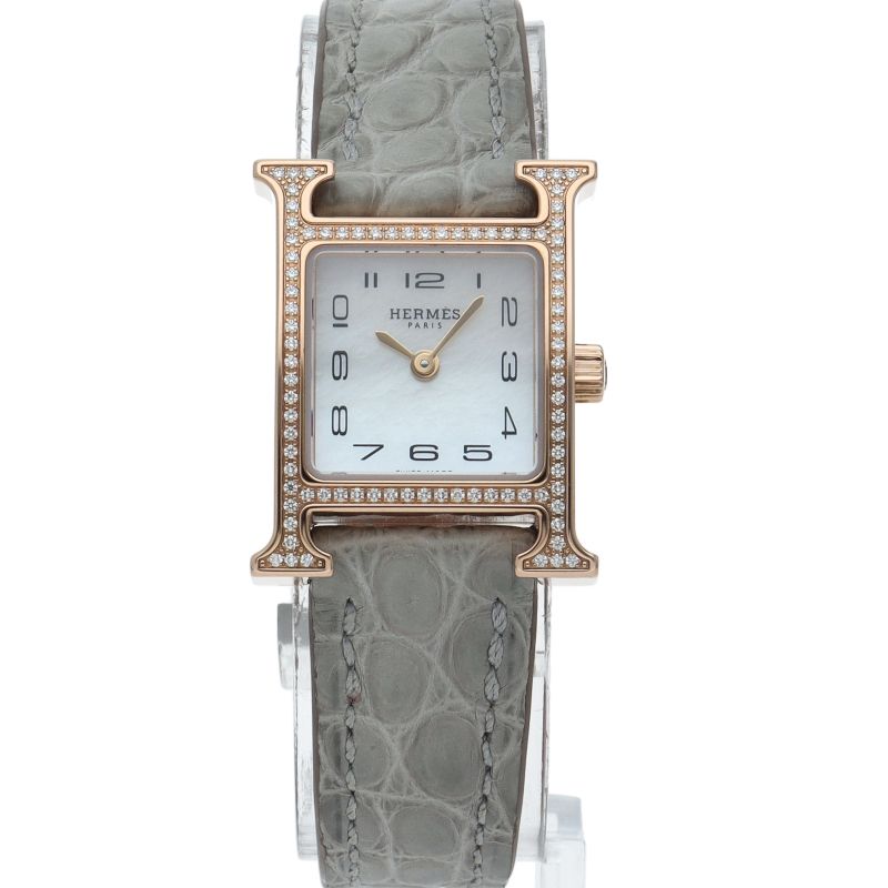 Hermes Watch Mini Diamond Bezel Shell 18K Pink Gold — view 2