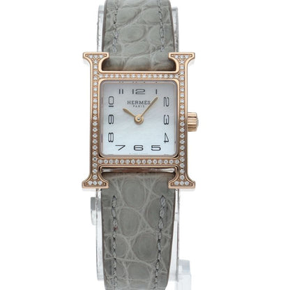 Hermes Watch Mini Diamond Bezel Shell 18K Pink Gold — view 2