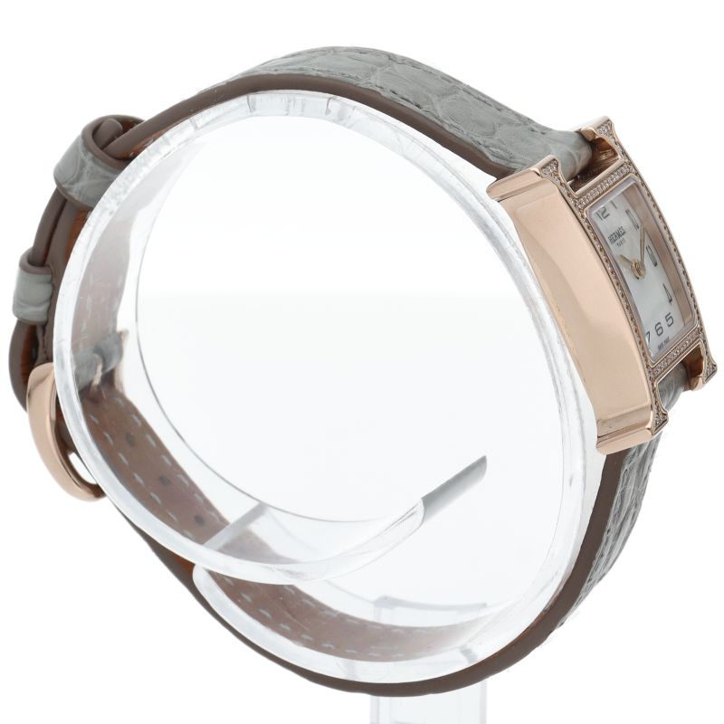 Hermes Watch Mini Diamond Bezel Shell 18K Pink Gold — view 4