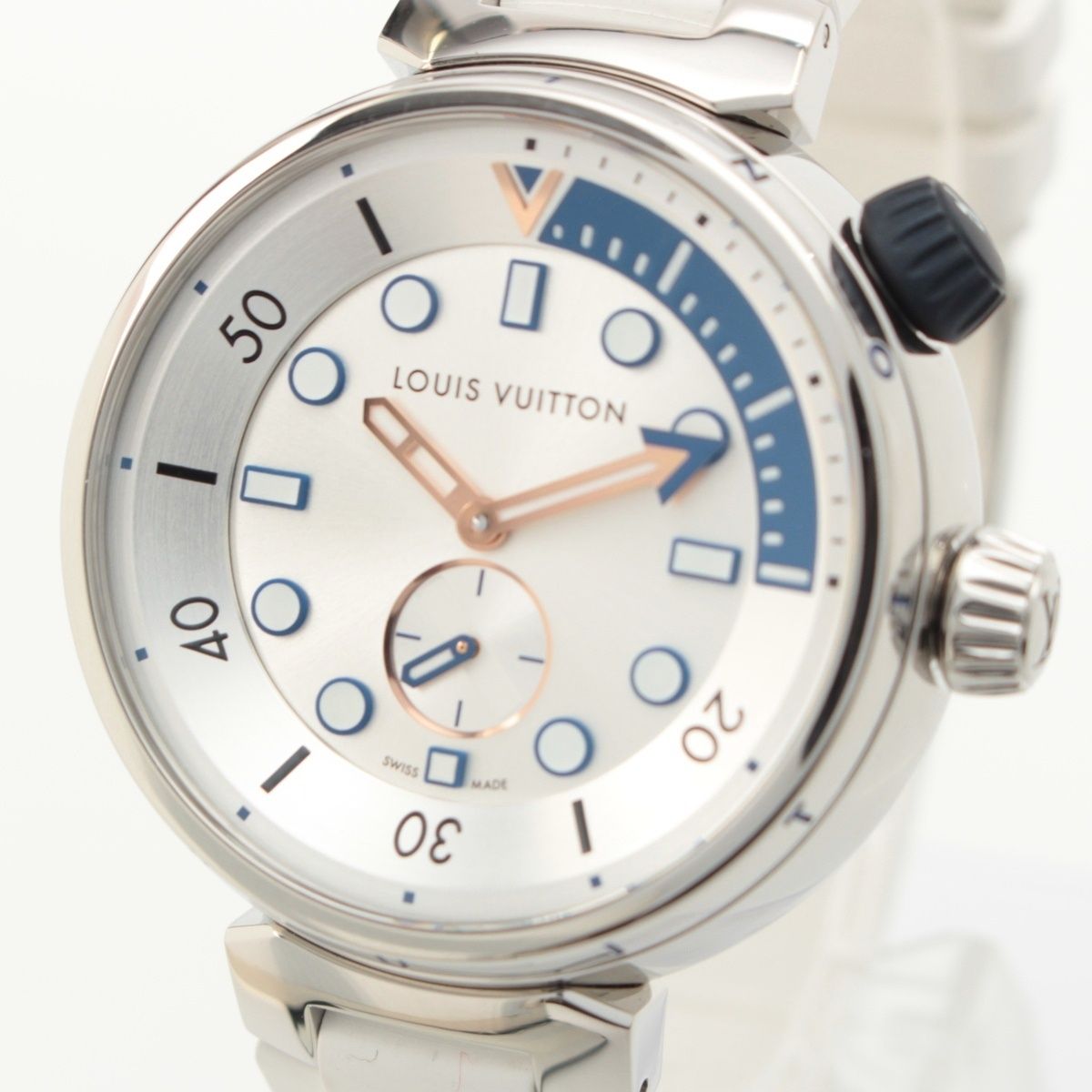 Louis Vuitton Tambour Street Diver Automatic Watch Silver Dial Pacific — view 4