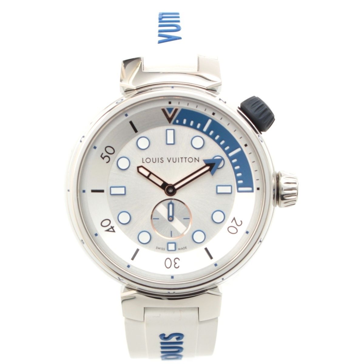 Louis Vuitton Tambour Street Diver Automatic Watch Silver Dial Pacific