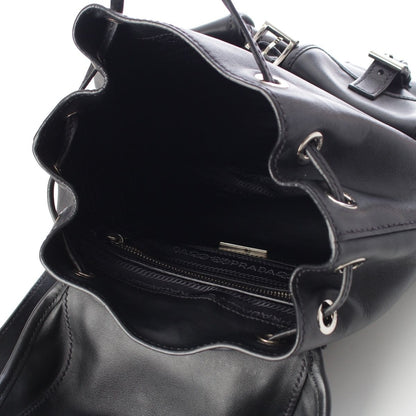 Prada Leather Backpack Triangle Logo Black — view 7