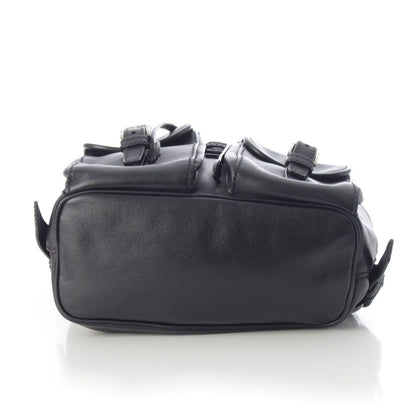 Prada Leather Backpack Triangle Logo Black — view 6