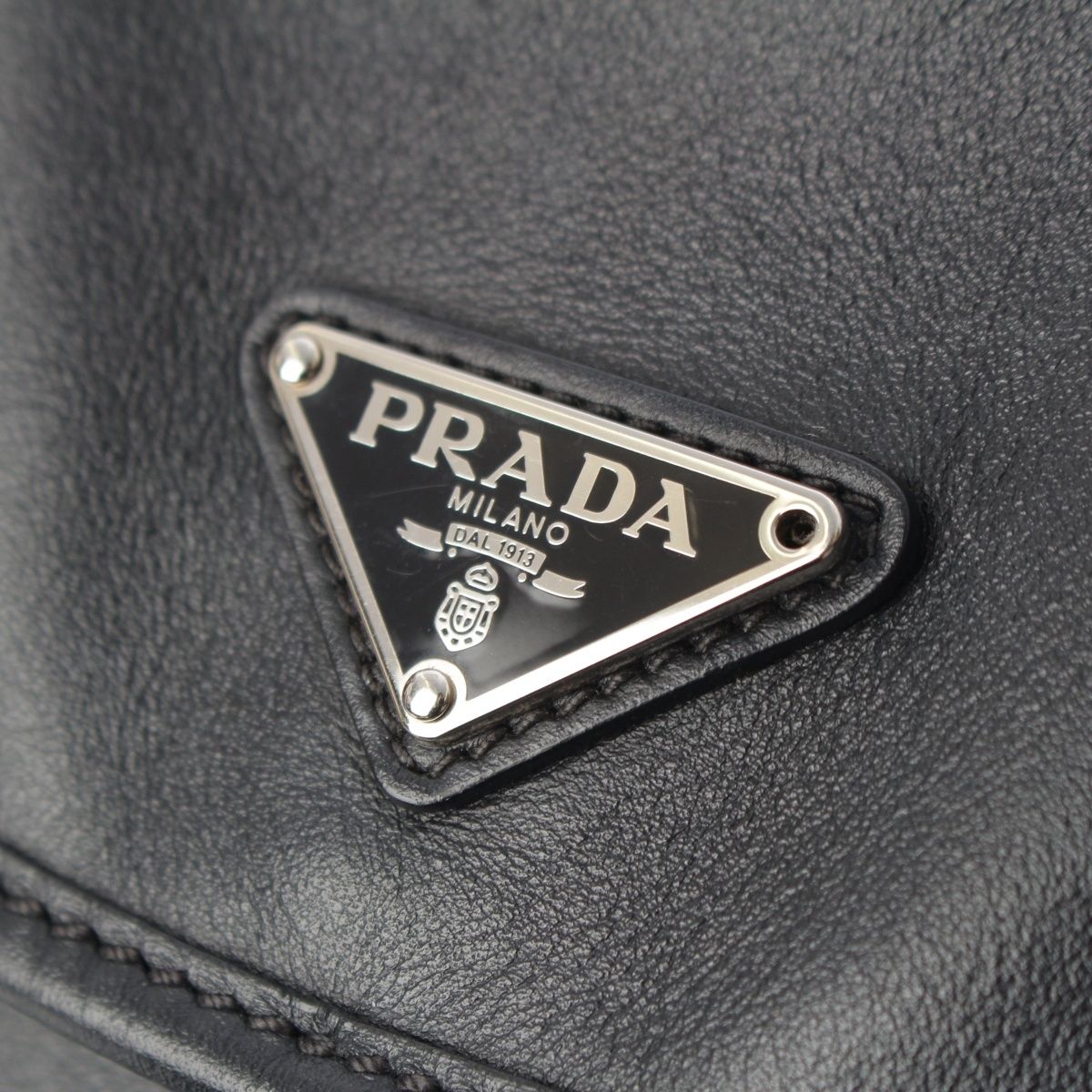 Prada Leather Backpack Triangle Logo Black — view 8
