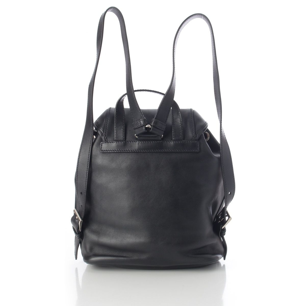 Prada Leather Backpack Triangle Logo Black — view 5