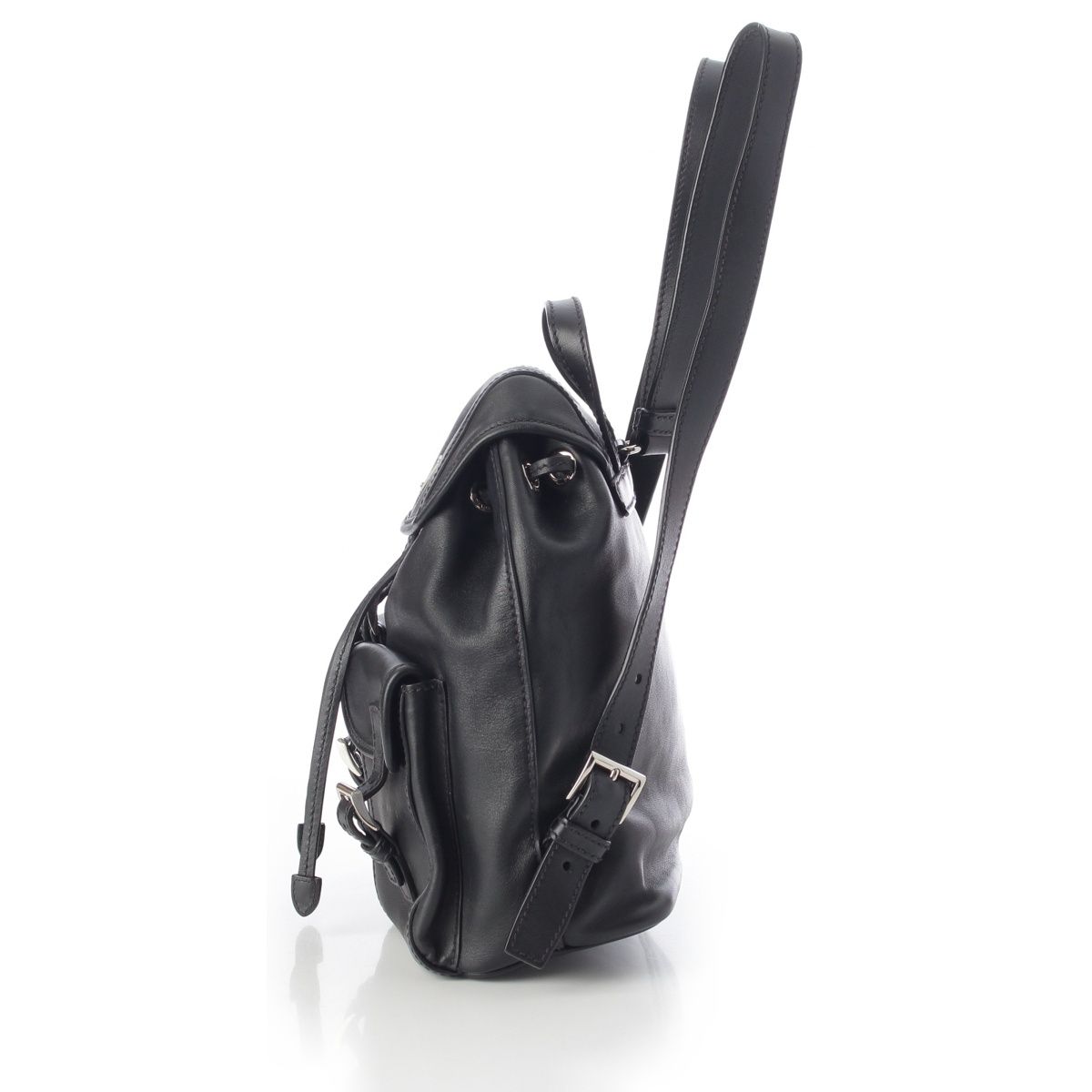 Prada Leather Backpack Triangle Logo Black — view 4