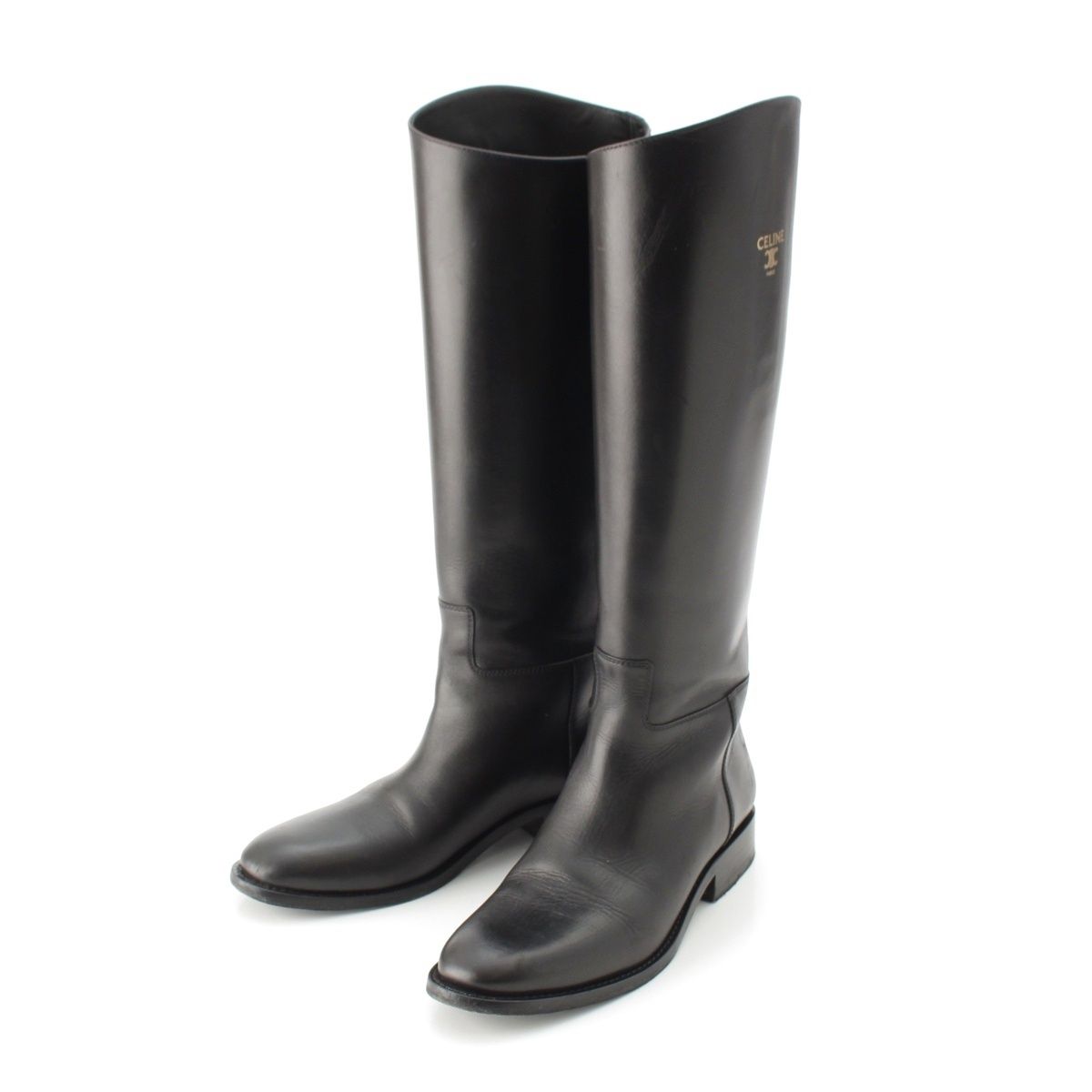Celine Logo Anais Riding Boots Shoes Black
