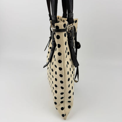 Saint Laurent Cassandra Logo Dot Pattern Handbag Canvas Leather Ivory Black — view 6