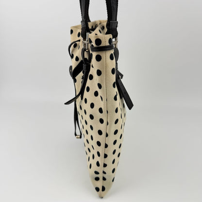 Saint Laurent Cassandra Logo Dot Pattern Handbag Canvas Leather Ivory Black — view 4