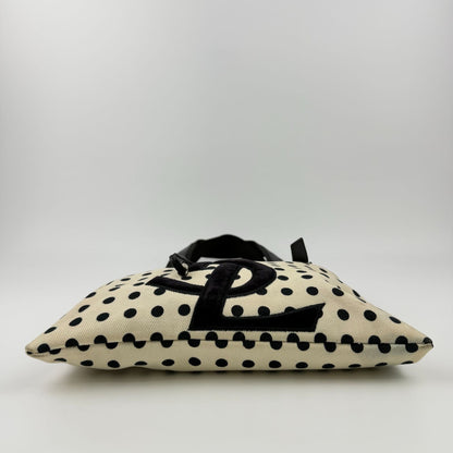Saint Laurent Cassandra Logo Dot Pattern Handbag Canvas Leather Ivory Black — view 8