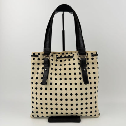 Saint Laurent Cassandra Logo Dot Pattern Handbag Canvas Leather Ivory Black — view 3