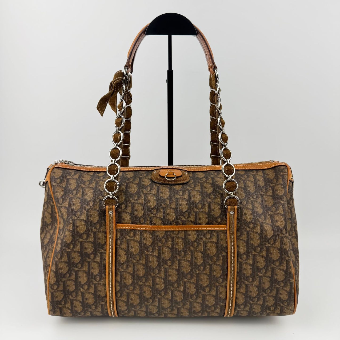 Dior Trotter Chain Shoulder Bag Leather Brown Vintage — view 2