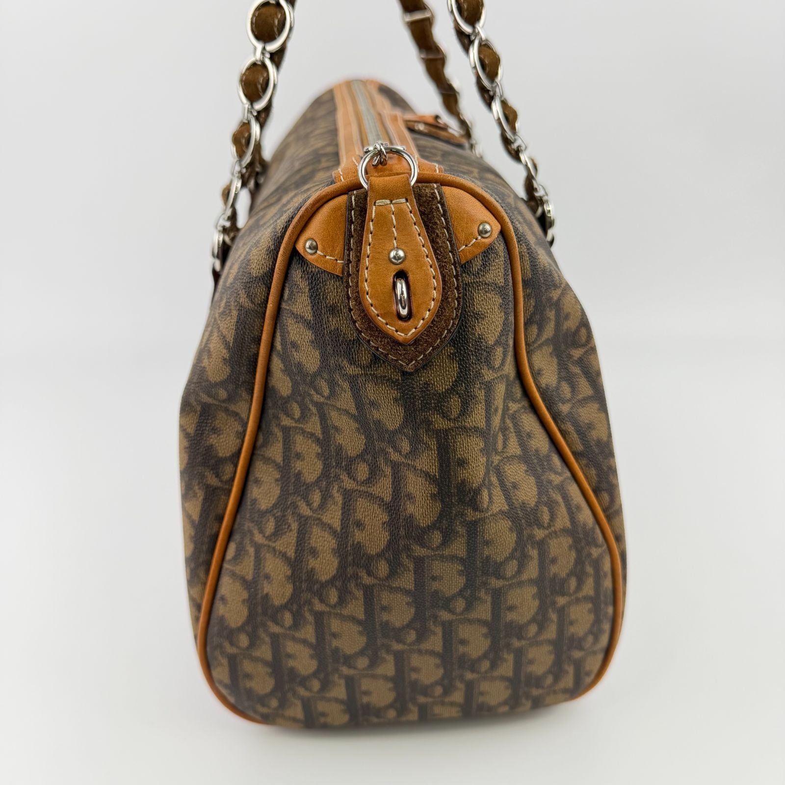 Dior Trotter Chain Shoulder Bag Leather Brown Vintage — view 6