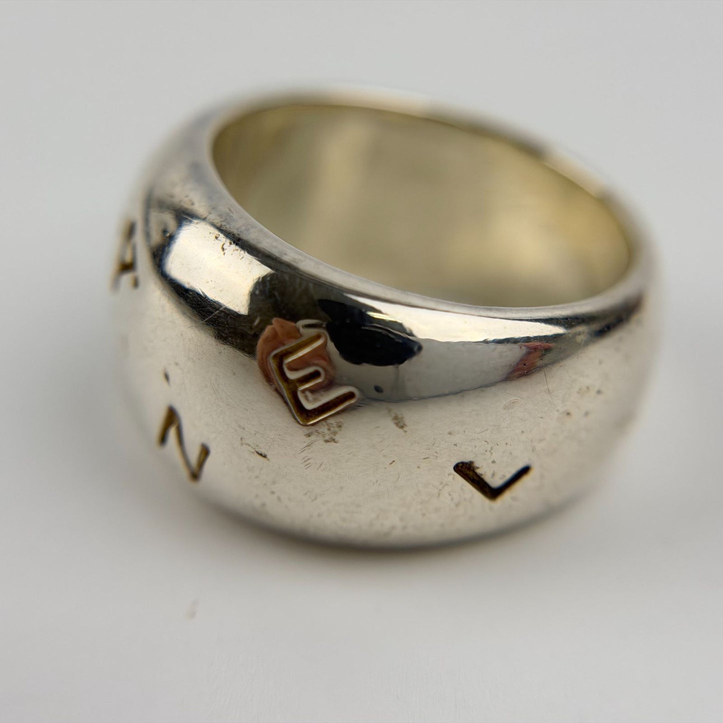 Chanel CC Logo Ring 925 Sterling Silver Vintage — view 7