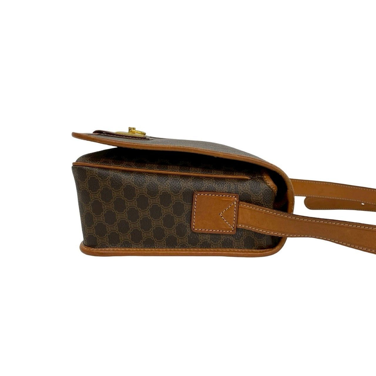 Celine Vintage Macadam Blason Triomphe Pattern Logo Ring Leather Shoulder Bag — view 6