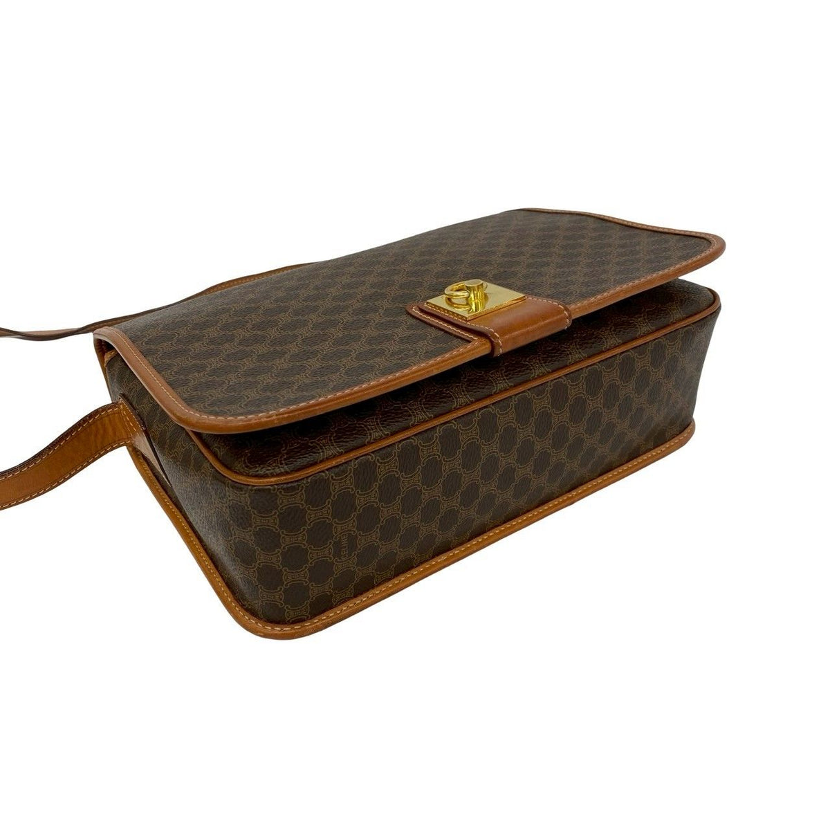 Celine Vintage Macadam Blason Triomphe Pattern Logo Ring Leather Shoulder Bag — view 7