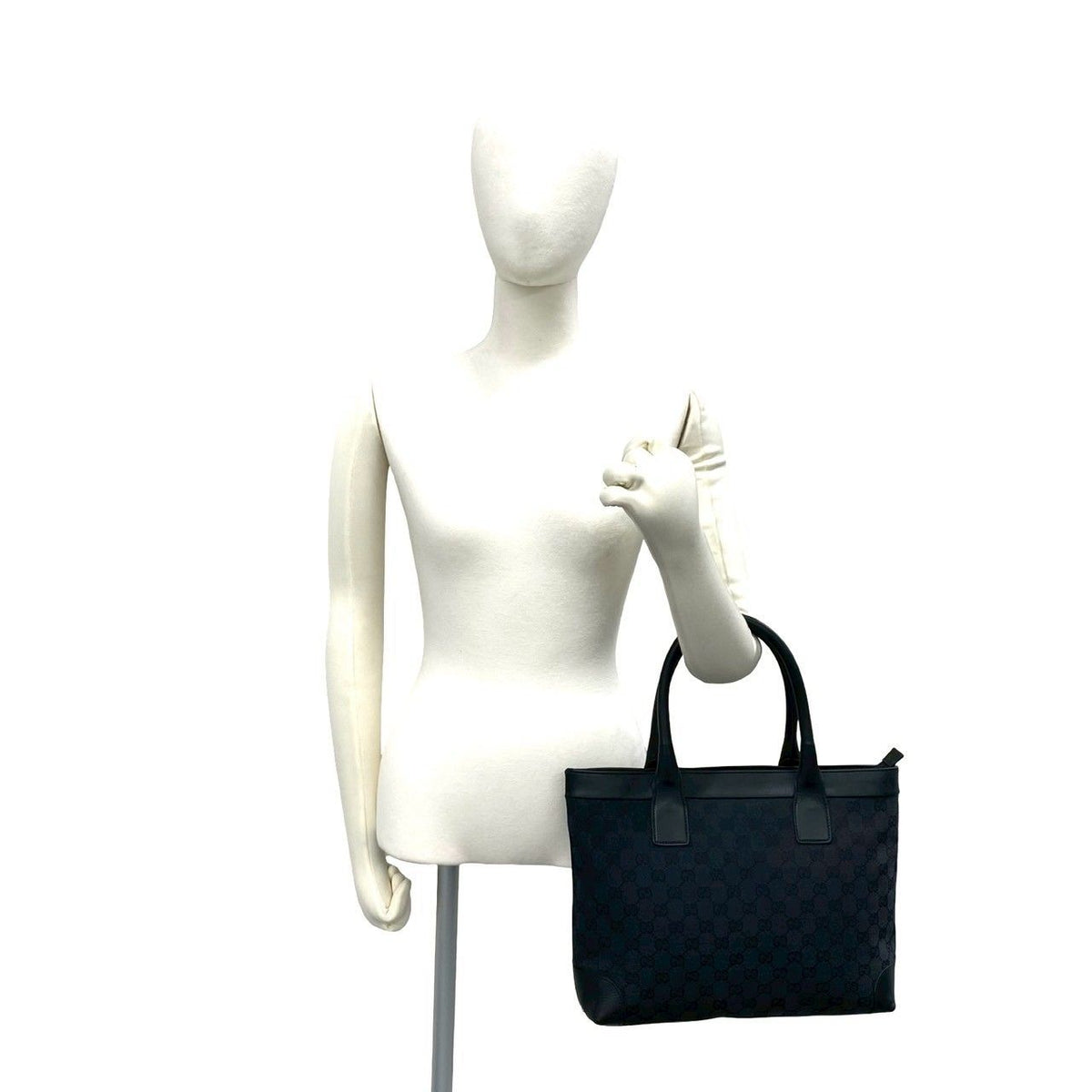 Gucci GG Logo Pattern Canvas Leather Mini Tote Shoulder Bag Black — view 2