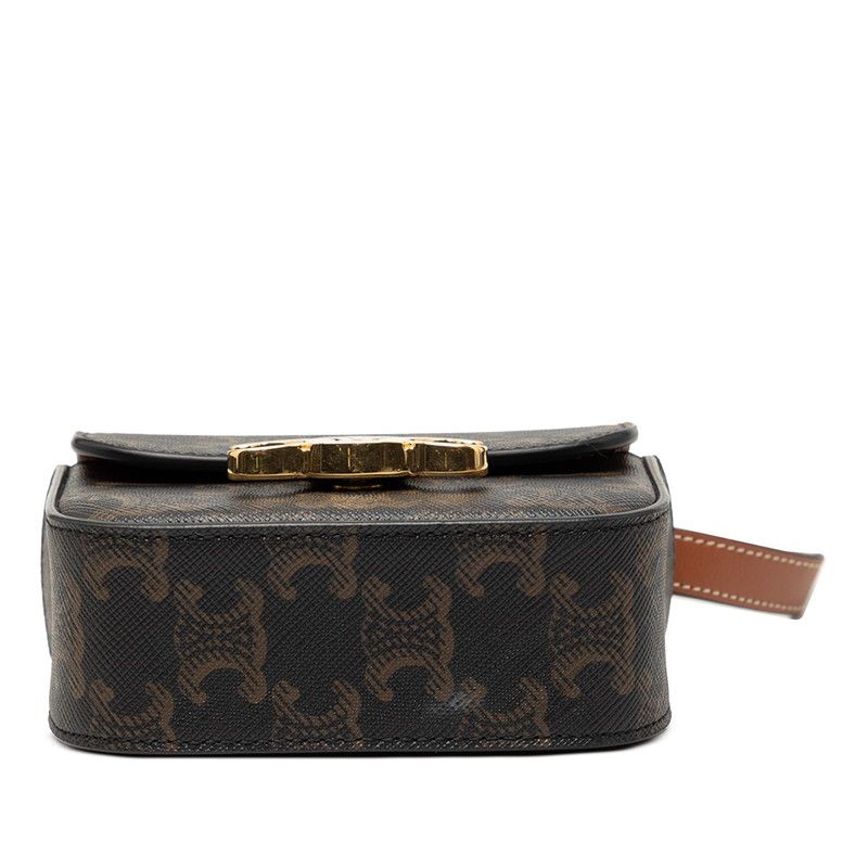 Celine Triomphe Mini Claude Crossbody Shoulder Bag Black Brown Leather — view 3