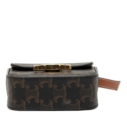 Celine Triomphe Mini Claude Crossbody Shoulder Bag Black Brown Leather — view 3