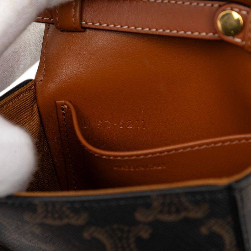 Celine Triomphe Mini Claude Crossbody Shoulder Bag Black Brown Leather — view 6
