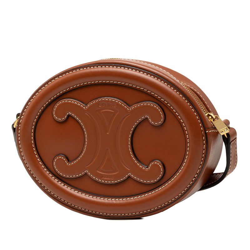 Celine Triomphe Crossbody Oval Shoulder Bag Brown Leather — view 2