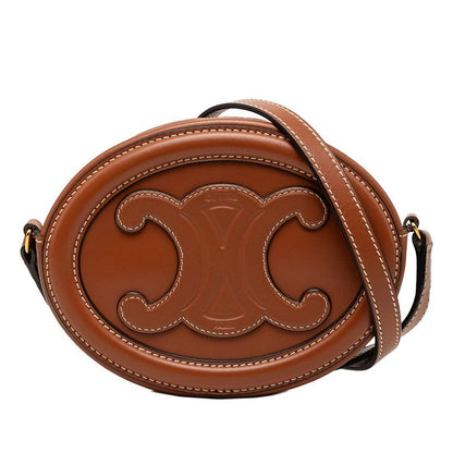 Celine Triomphe Crossbody Oval Shoulder Bag Brown Leather