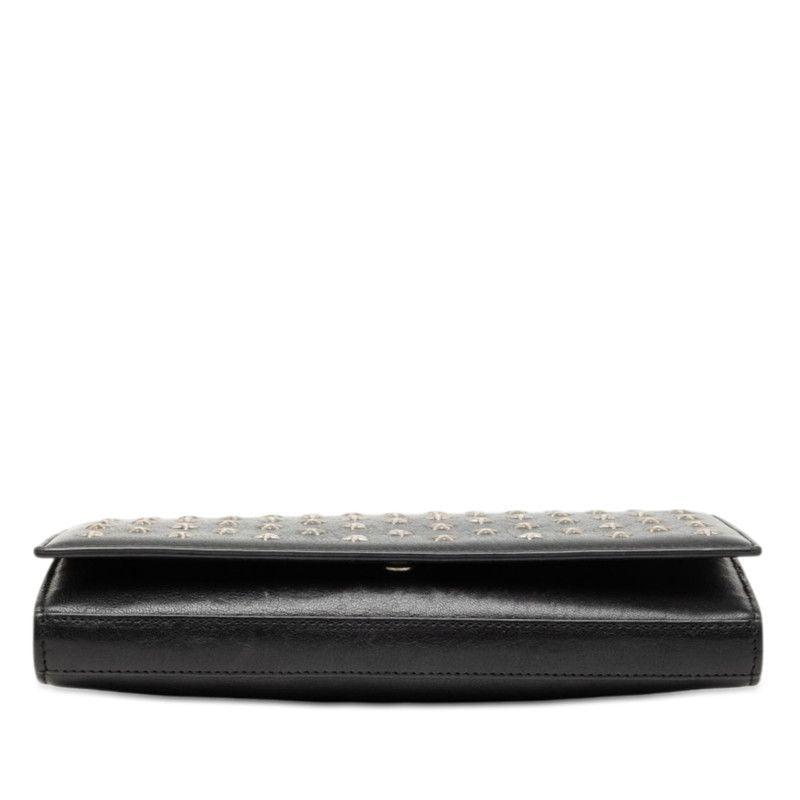 Saint Laurent Star Studs Chain Shoulder Bag Wallet Black Leather — view 3