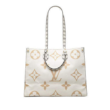 Louis Vuitton Monogram Giant On The Go GM Tote Bag White Green Beige Leather