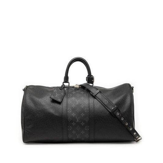 Louis Vuitton Taigarama Keepall Bandouliere 50 Boston Bag 2-Way Noir Black Gray