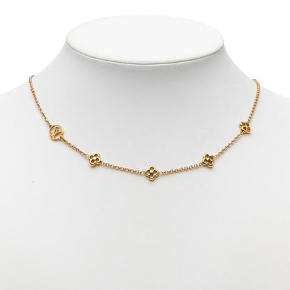 Louis Vuitton Monogram Flower Full Chain Necklace Gold Plated