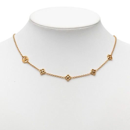 Louis Vuitton Monogram Flower Full Chain Necklace Gold Plated