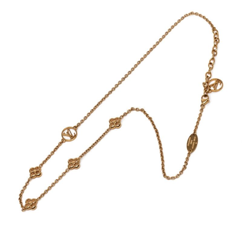 Louis Vuitton Monogram Flower Full Chain Necklace Gold Plated — view 5