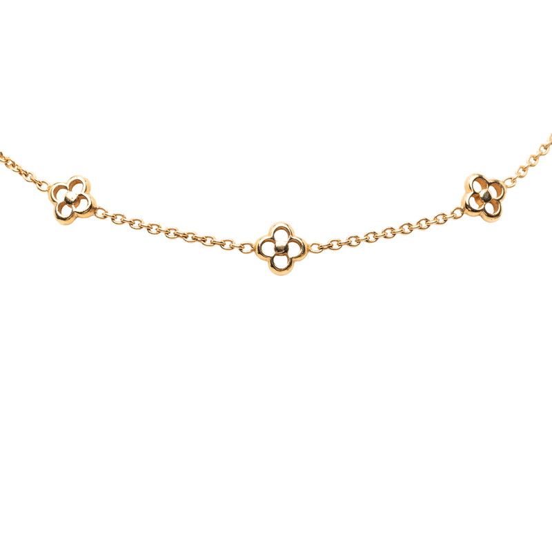 Louis Vuitton Monogram Flower Full Chain Necklace Gold Plated — view 2