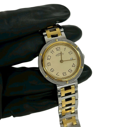 Hermes Vintage Clipper Stainless Steel Quartz Watch Wrist Silver — view 4