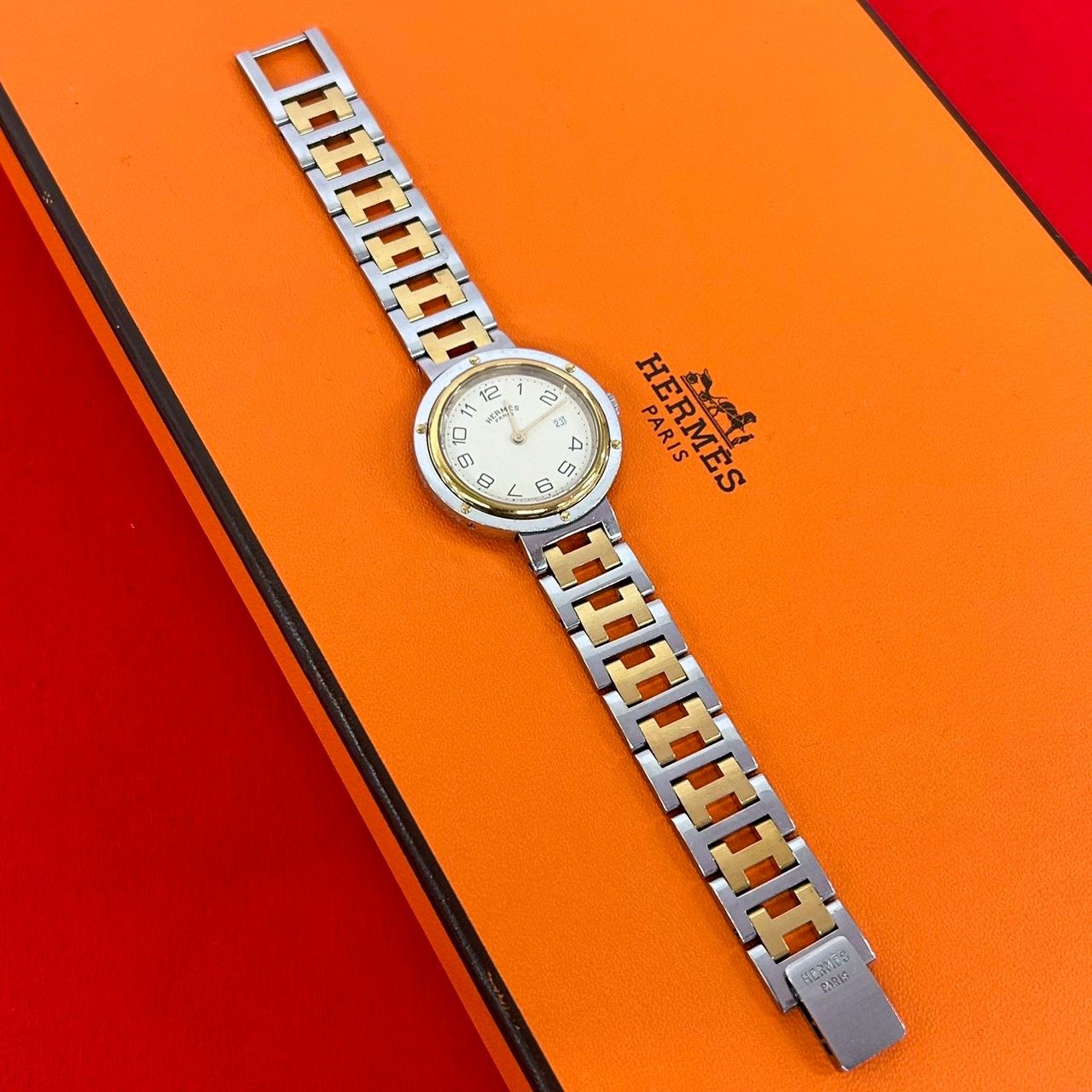 Hermes Vintage Clipper Stainless Steel Quartz Watch Wrist Silver