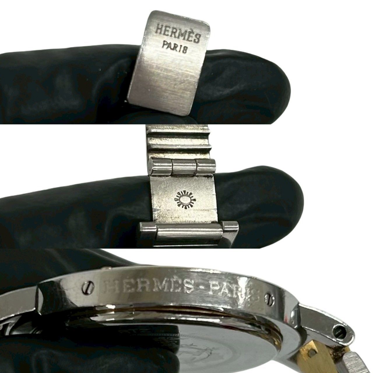 Hermes Vintage Clipper Stainless Steel Quartz Watch Wrist Silver — view 3