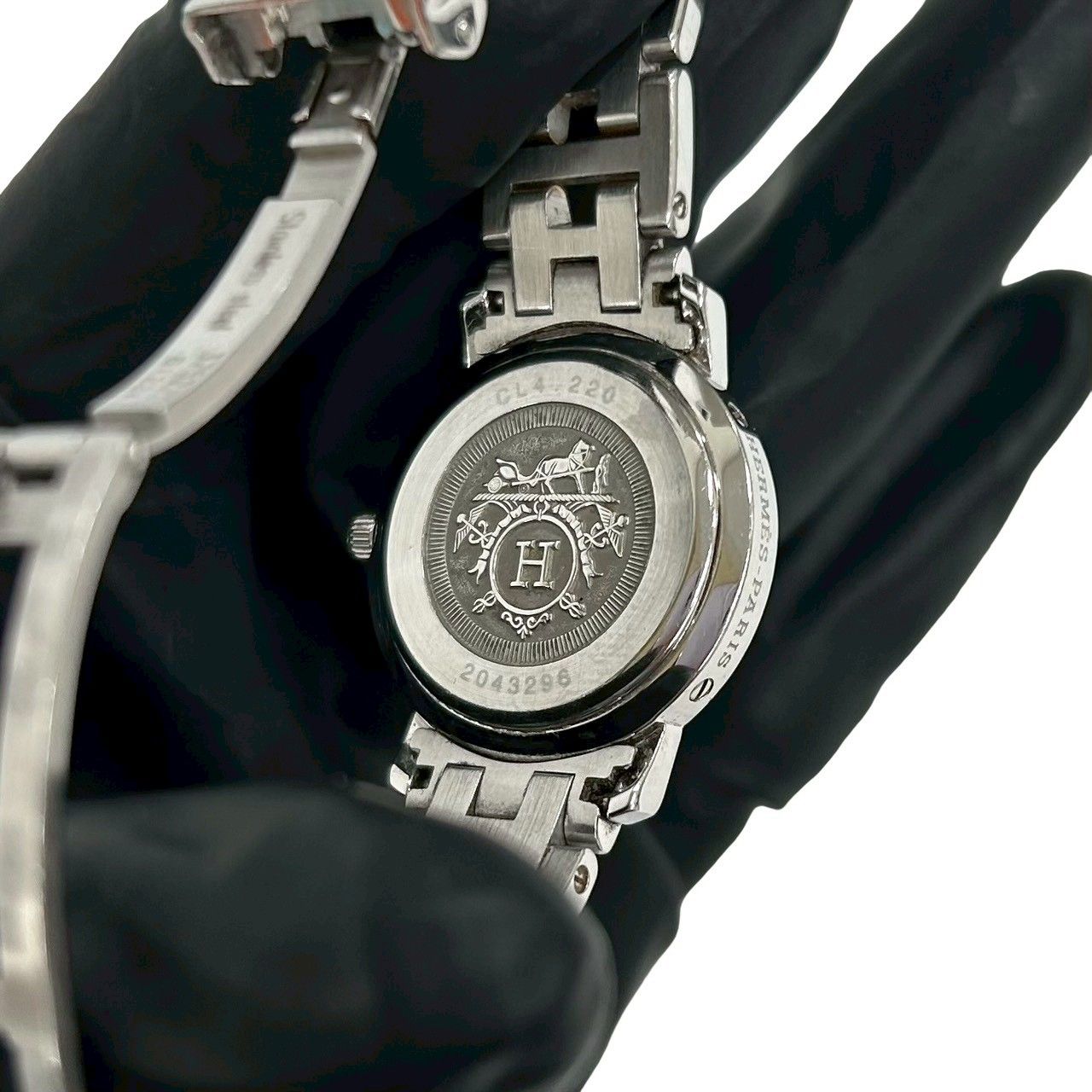 Hermes Clipper Stainless Steel Quartz Watch Wristwatch Silver Gold — view 5