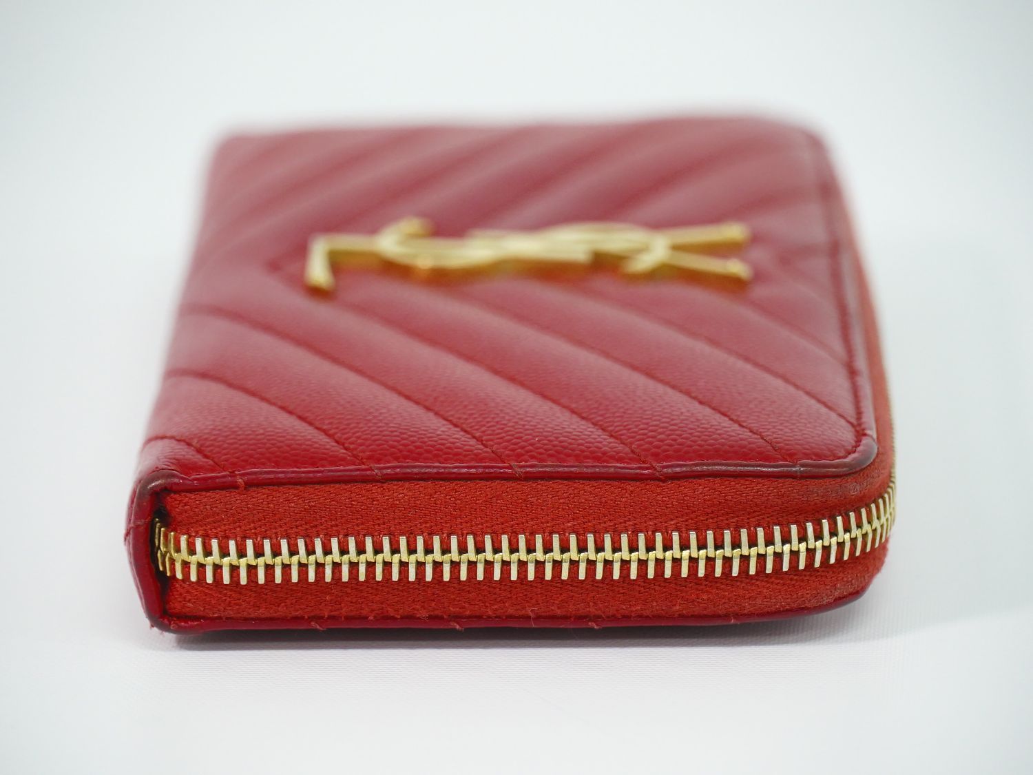 Saint Laurent YSL Cassandra Stitch Leather Zip Around Wallet — view 4