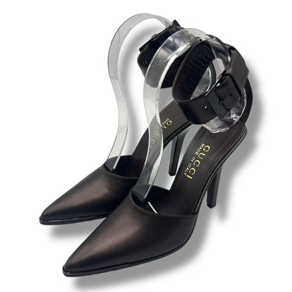 Gucci High Heels Sandals Logo Leather Brown — view 2