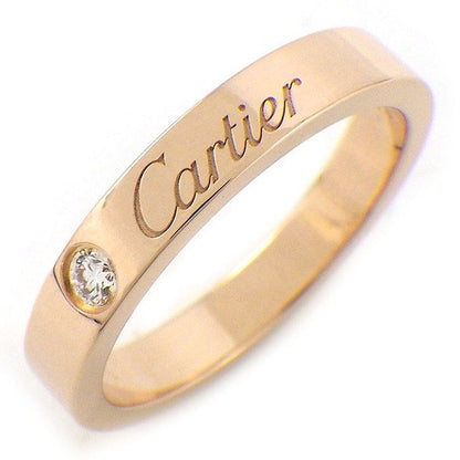 Cartier Ring C de Cartier Wedding Band Engraved Logo Point Diamond 18K Pink