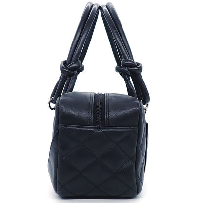 Chanel Handbag Cambon Line Mini Bowling Black Pink Lambskin Silver — view 3