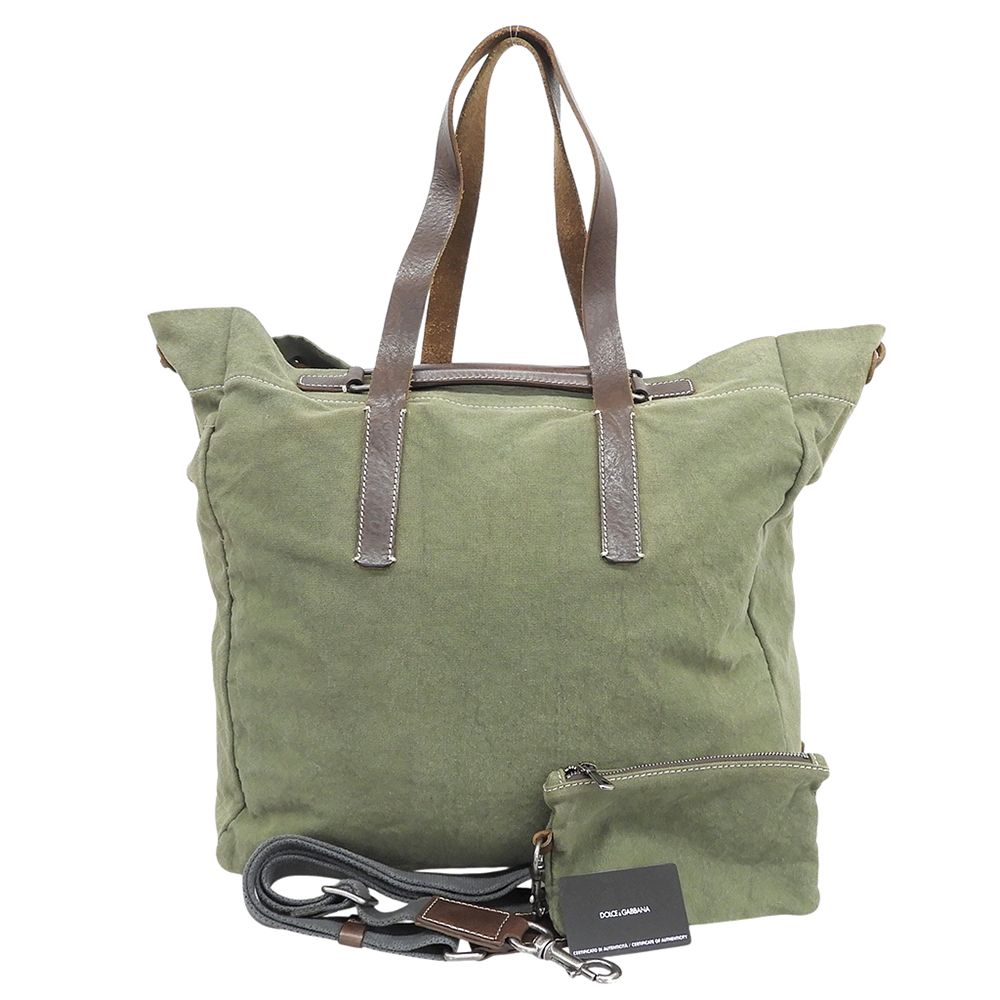 Dolce & Gabbana Canvas Leather 2-Way Handbag Khaki — view 2