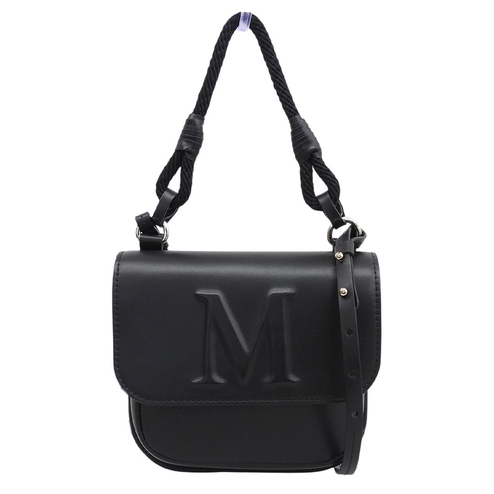 Max Mara Leather M 2-Way Shoulder Pouch Handbag Black