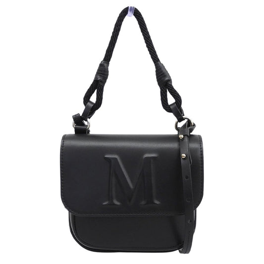 Max Mara Leather M 2-Way Shoulder Pouch Handbag Black