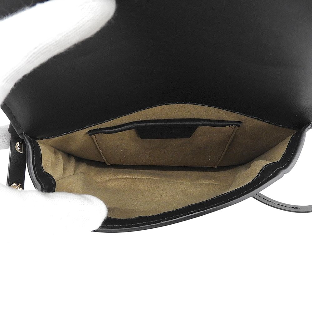 Max Mara Leather M 2-Way Shoulder Pouch Handbag Black — view 5
