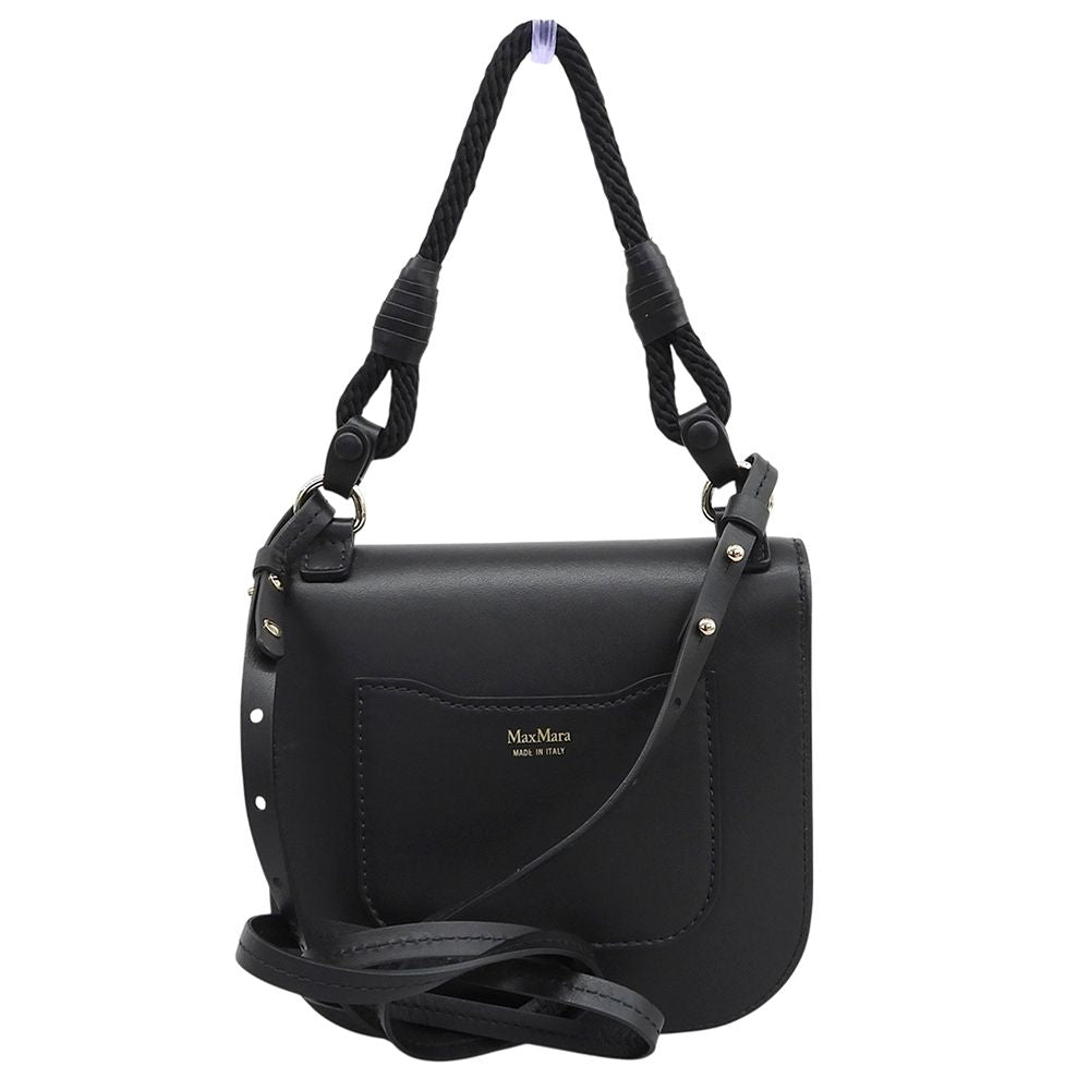 Max Mara Leather M 2-Way Shoulder Pouch Handbag Black — view 2