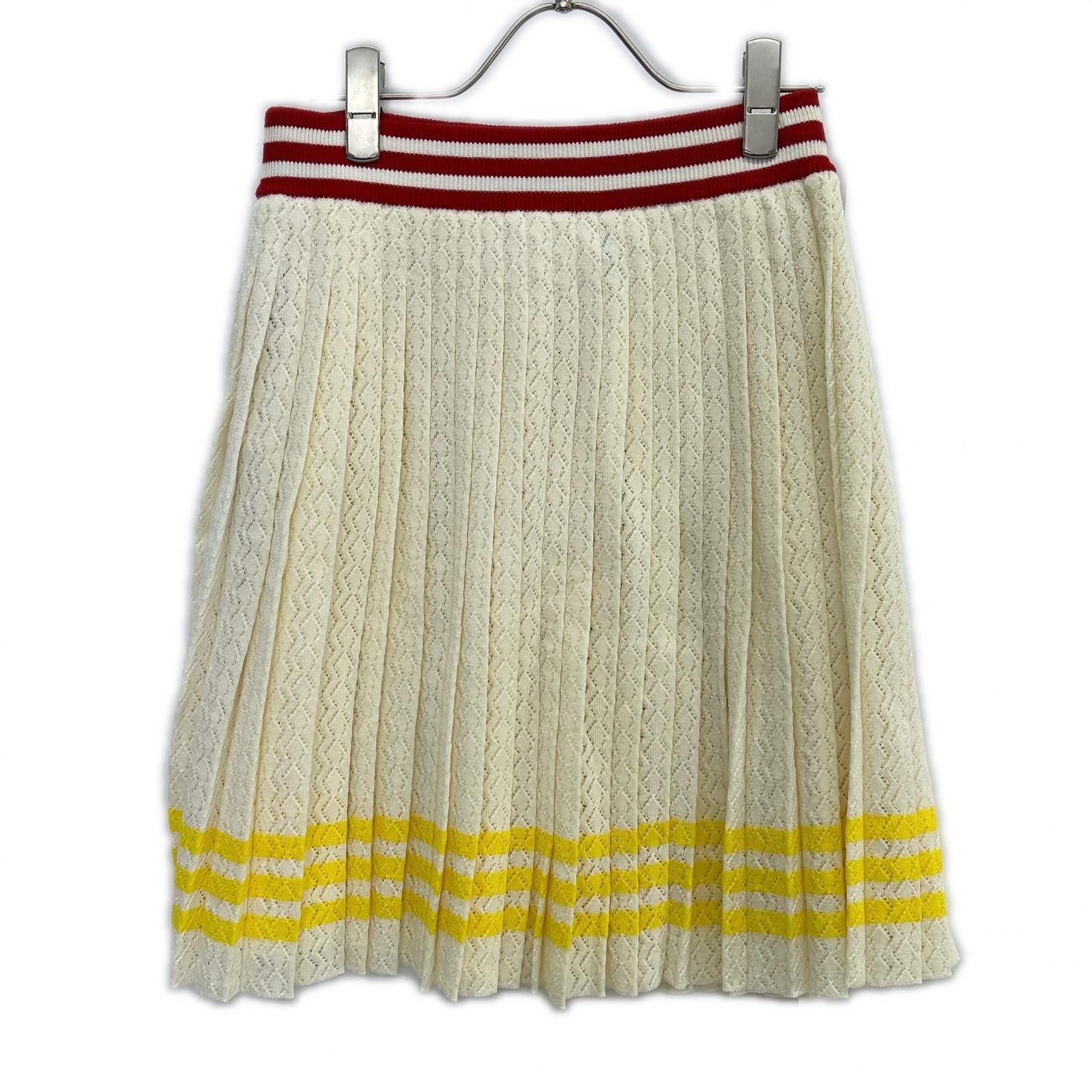 Gucci Adidas Ivory Cotton 3 Stripes Pleated Knit Skirt — view 2