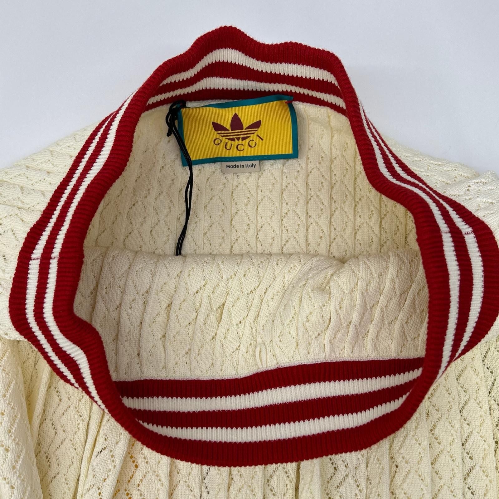 Gucci Adidas Ivory Cotton 3 Stripes Pleated Knit Skirt — view 6