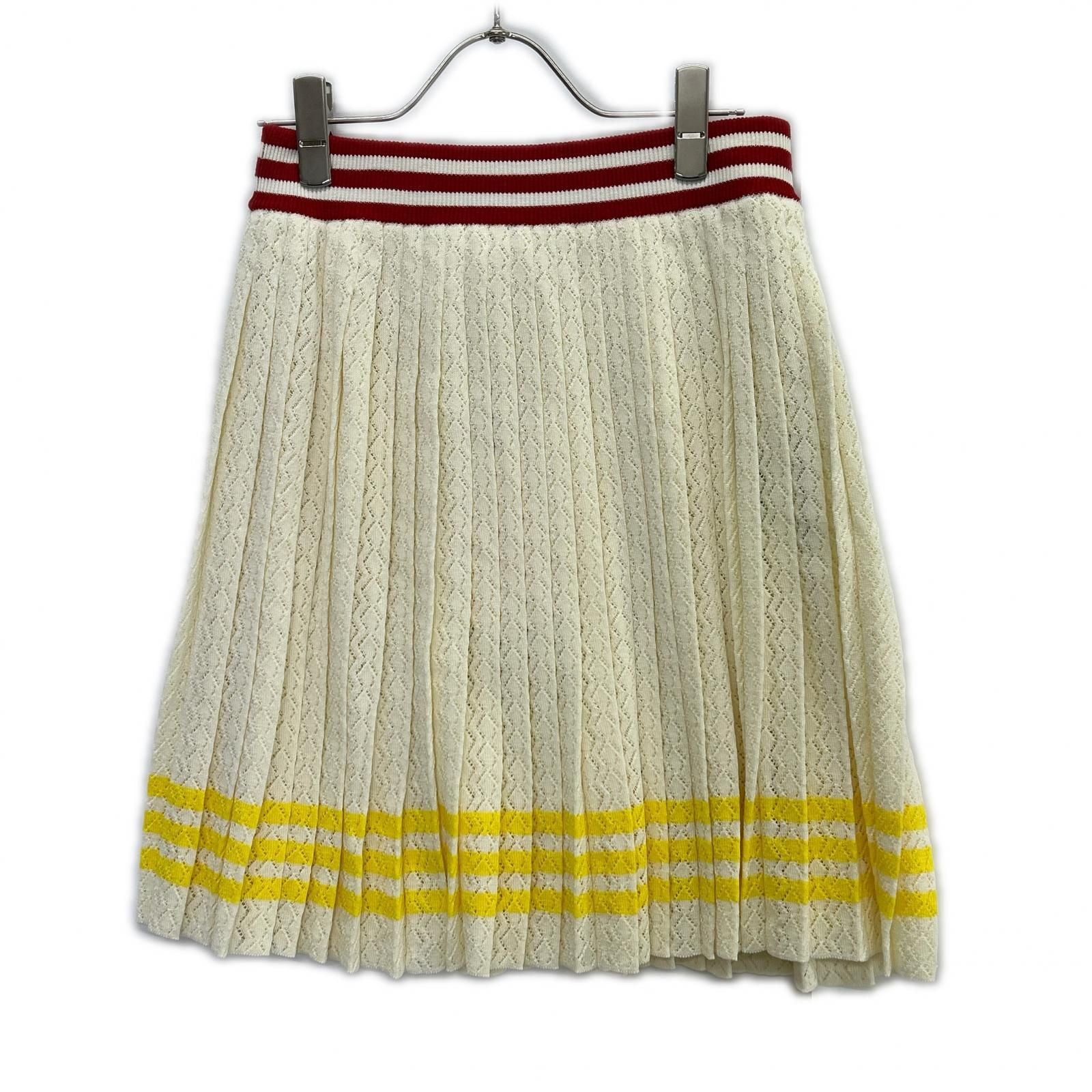 Gucci Adidas Ivory Cotton 3 Stripes Pleated Knit Skirt